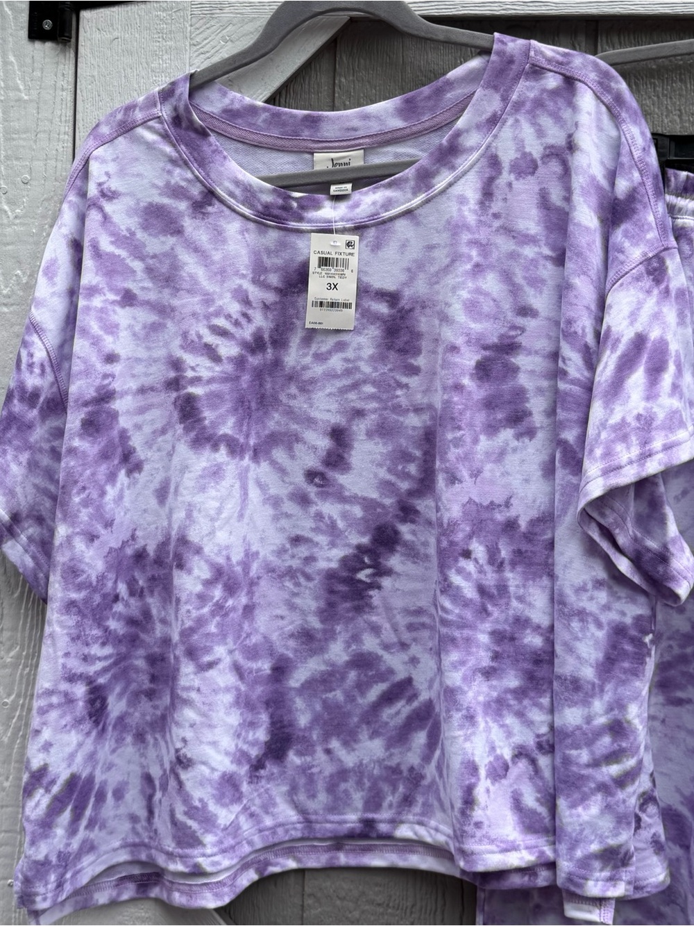 Ladies Purple Tie-Dye Pajama Set - Short Sleeve Top & Jogger Pants - Picture 2 of 6